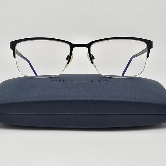 Cole Haan Zerogrand CH4014 001 Black Semi Rimless Eyeglasses Frame w/ Case 53mm - Picture 1 of 15